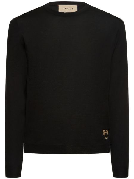 Suéter de lana de punto Gucci negro