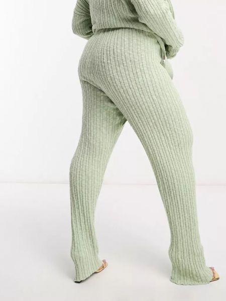 Трикотажные брюки In The Style зеленые