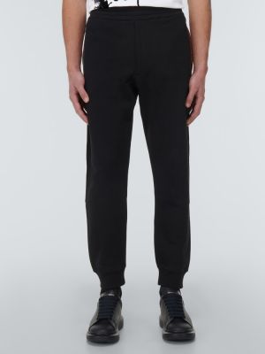 Pantaloni tuta di cotone in jersey Alexander Mcqueen nero