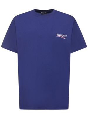 Medvilninis marškinėliai Balenciaga mėlyna