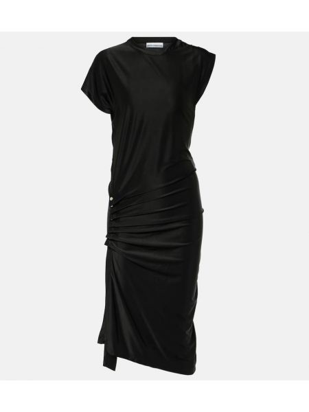 Drapované džerzej midi šaty Rabanne čierna