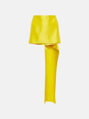 Jedwabna satynowa mini spódniczka Prada żółta
