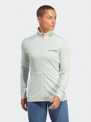 Slim fit fleece cipzáras dzseki Adidas zöld