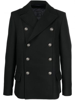Cappotto con bottoni di lana Balmain nero