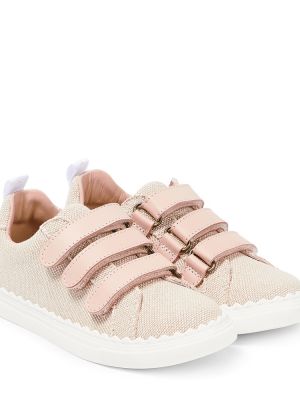 Lær sneakers for jenter Chloe Kids beige