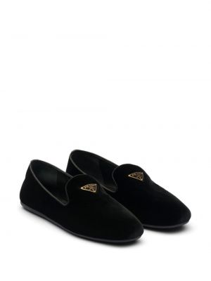 Aksamitne loafers Prada czarne