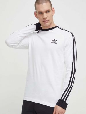 Bavlněné tričko s dlouhým rukávem s dlouhými rukávy Adidas Originals bílé