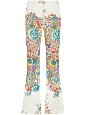 Květinové kalhoty s potiskem Etro bílé