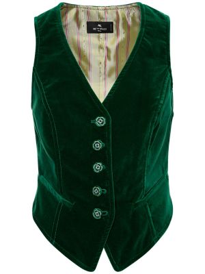 Sametová vesta s knoflíky Etro zelená
