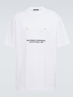 Raštuotas medvilninis marškinėliai Acne Studios balta