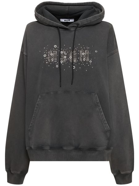 Hoodie i bomull i jersey Msgm svart