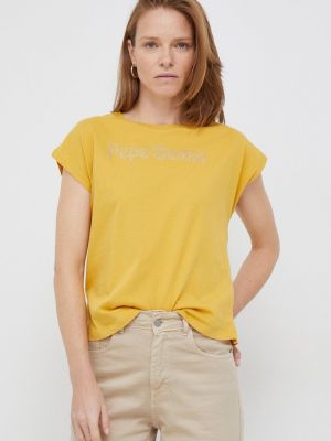 Памучна тениска Pepe Jeans жълто