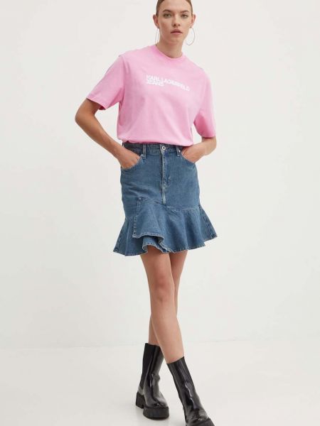 Koszulka bawełniana Karl Lagerfeld Jeans różowa