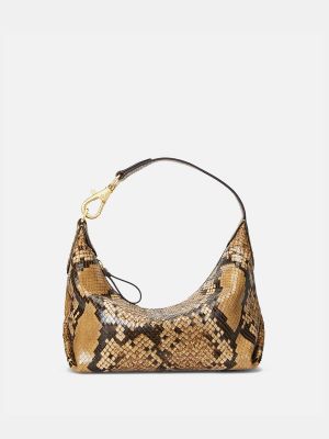 Bolsa de hombro de cuero con estampado animal print Lauren Ralph Lauren