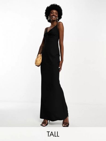 Длинное платье с вырезом на спине с v-образным вырезом с глубоким декольте Vesper черное