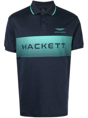 Poloskjorte med print Hackett blå