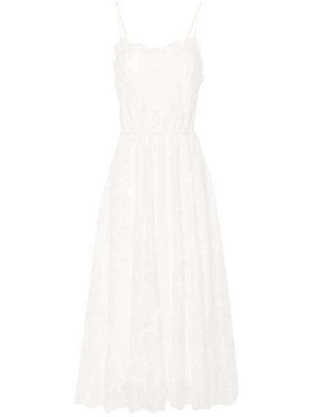 Midi haljina s cvjetnim printom s čipkom Ermanno Scervino bijela