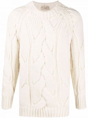 Пуловер с кръгло деколте Maison Flaneur бяло
