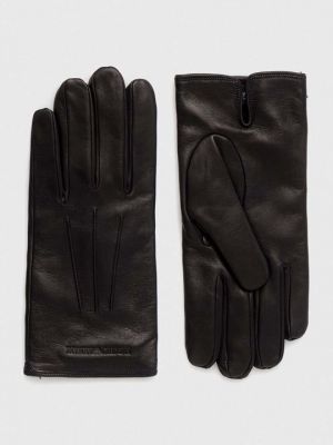 Кожаные перчатки Emporio Armani черные