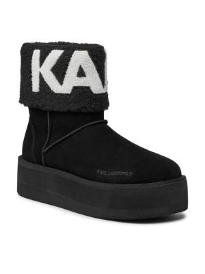 Semišové členkové topánky Karl Lagerfeld čierna