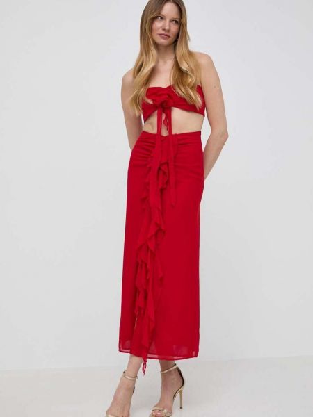 Červené midi sukně Bardot