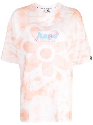 Tie-dye bombažna majica s potiskom Aape By *a Bathing Ape® oranžna