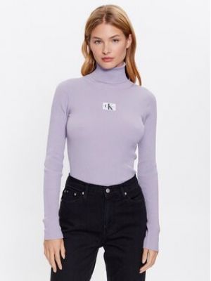 Pull col roulé slim col roulé Calvin Klein Jeans violet