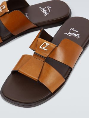 Kožené sandály Christian Louboutin hnědé