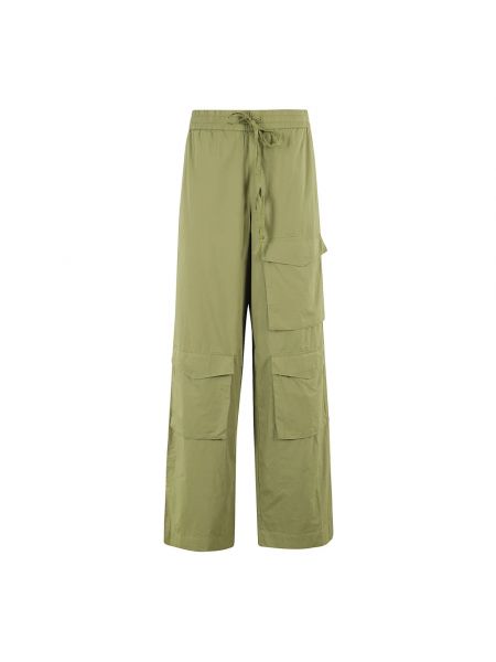 Szerokie spodnie z kieszeniami Essentiel Antwerp zielone