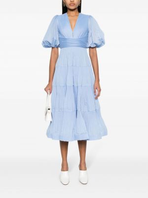 Sukienka midi plisowana Zimmermann niebieska