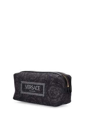 Kozmetična torbica iz žakarda Versace črna