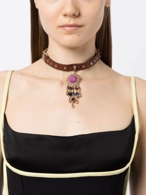 Collier de motif coeur Dolce & Gabbana marron