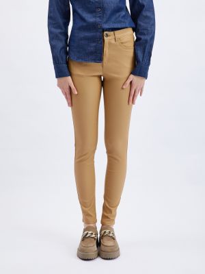 Hnědé kalhoty skinny fit Orsay