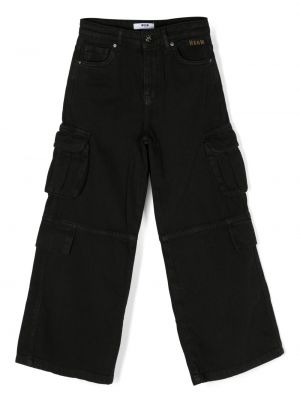 Broderet jeans for piger Msgm Kids sort