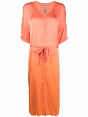Satynowa sukienka midi z dekoltem w serek Raquel Allegra - pomarańczowy