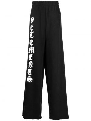 Pantaloni sport din bumbac cu imagine Vetements negru