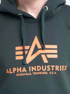 Mikina s kapucí s potiskem Alpha Industries zelená
