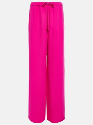 Μεταξωτό παντελόνι με ψηλή μέση σε φαρδιά γραμμή Valentino ροζ