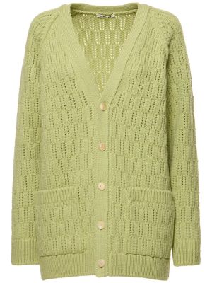 Cardigan di lana in maglia Auralee verde
