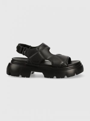Sandale cu platformă din piele Karl Lagerfeld - negru