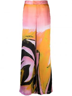Μεταξωτό παντελόνι με σχέδιο Louisa Ballou ροζ