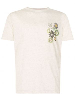 Kvetinové tričko s okrúhlym výstrihom Osklen biela
