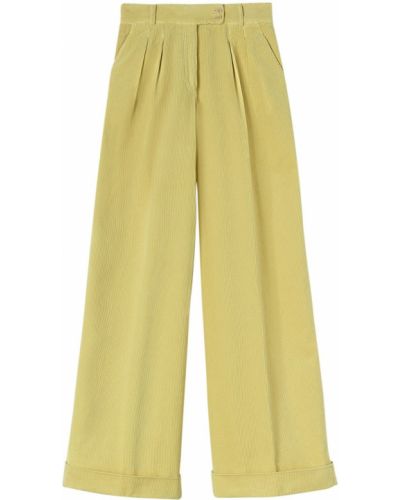 Bavlněné manšestrové kalhoty relaxed fit Aspesi žluté