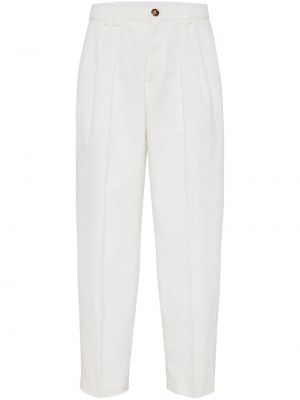 Plisirane hlače Brunello Cucinelli bijela