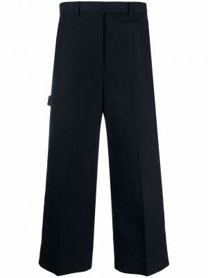 Proste spodnie z wysoką talią bawełniane w paski Thom Browne - niebieski