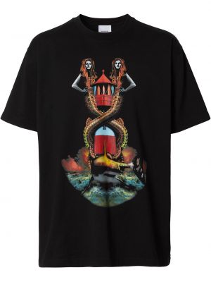 Oversize t-shirt mit print Burberry schwarz