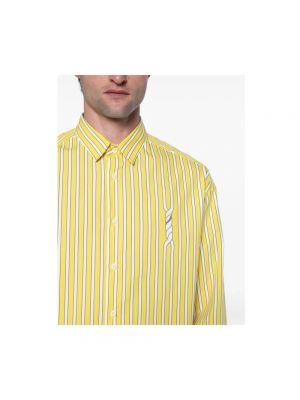 Camisa de algodón a rayas con estampado Jacquemus amarillo