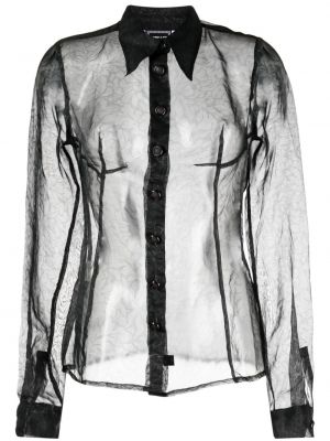 Прозрачна риза на цветя Versace Pre-owned черно