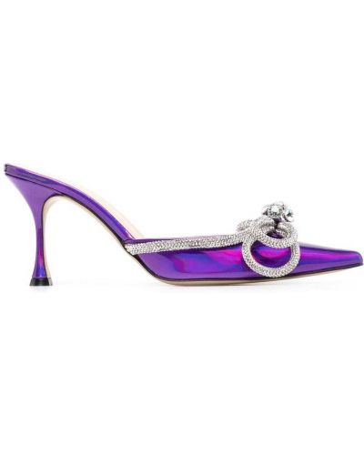 Papuci tip mules cu funde de cristal Mach & Mach violet