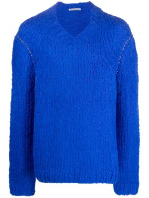 Chunky pulover z v-izrezom Acne Studios modra